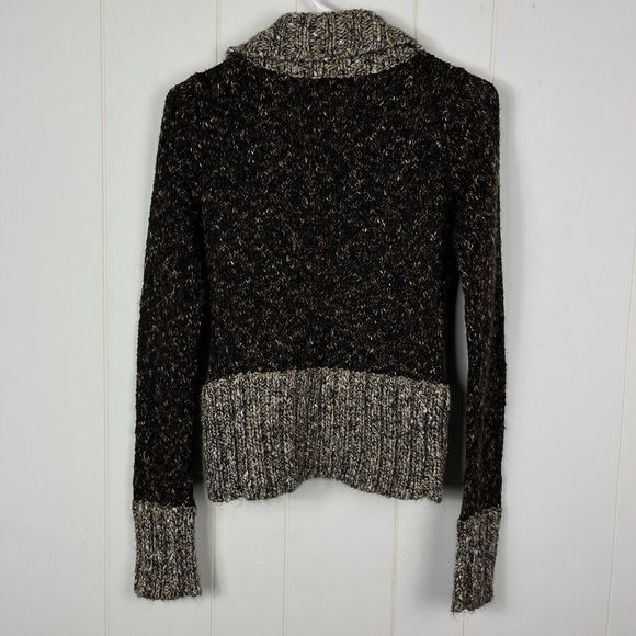 Buckle BKE Women Cardigan Sweater Small Brown Black Marled Button Alpaca Mohair - Picture 2 of 6